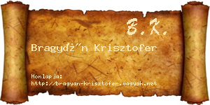 Bragyán Krisztofer névjegykártya